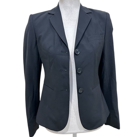 NWT The Limited black 3 button blazer “the perfect travel suit” wool blend sz 0 - Picture 1 of 9